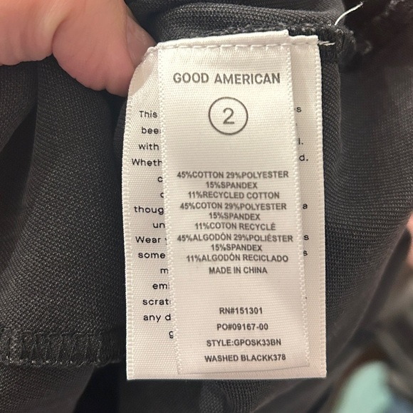 Good American Jeans Women 2/ MED Black Pull On Skinny Jeans Stretch High - Picture 4 of 4